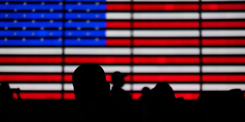 Crowd Silhouette Us Flag 1