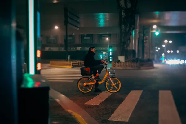 Cyclist Night Underpass 1