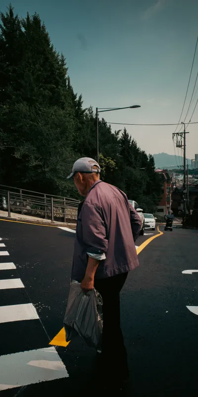 Elderly Man Crossing Street 1