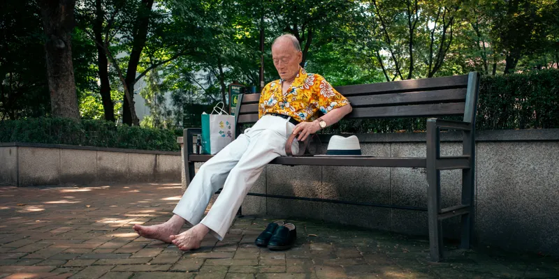 Elderly Man Park Bench 1