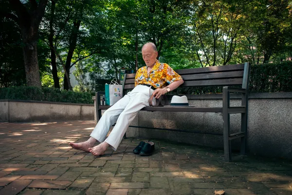 Elderly Man Park Bench 1