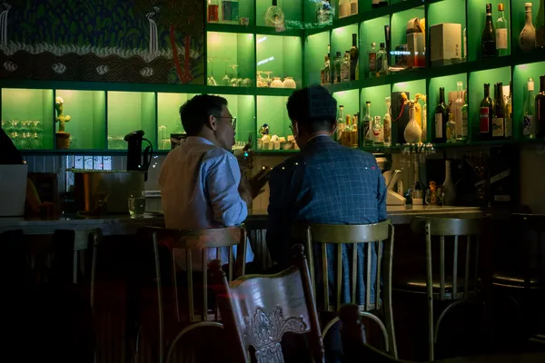 Green Lit Bar Interior 1
