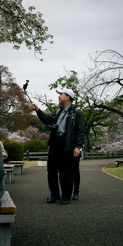 Man Selfie Stick Park 1