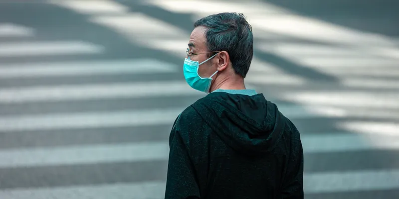 Masked Man Crosswalk 1