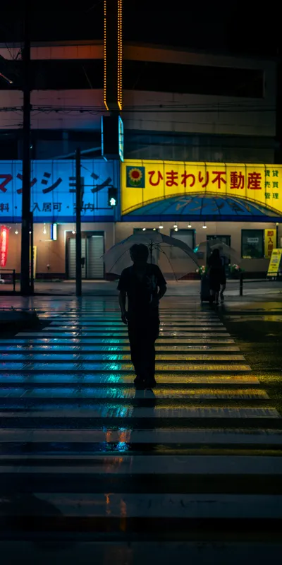 Neon Crosswalk Reflections 1