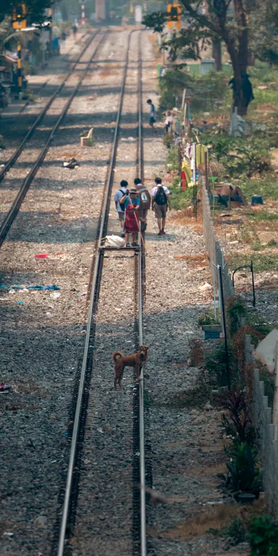 People Walking Railway Tracks 1