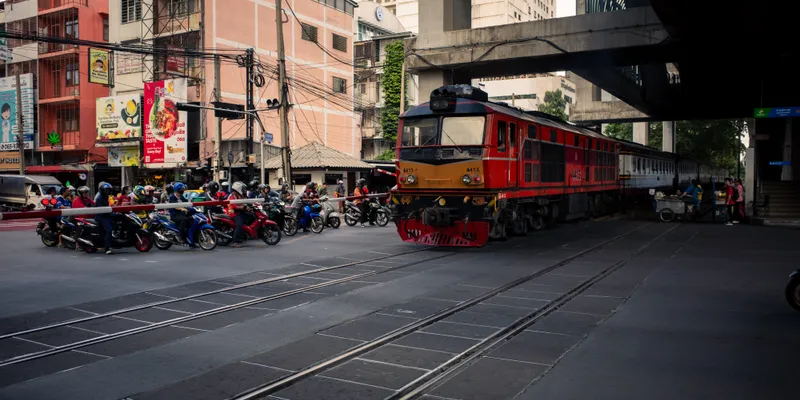 Red Train Urban Crossing 1